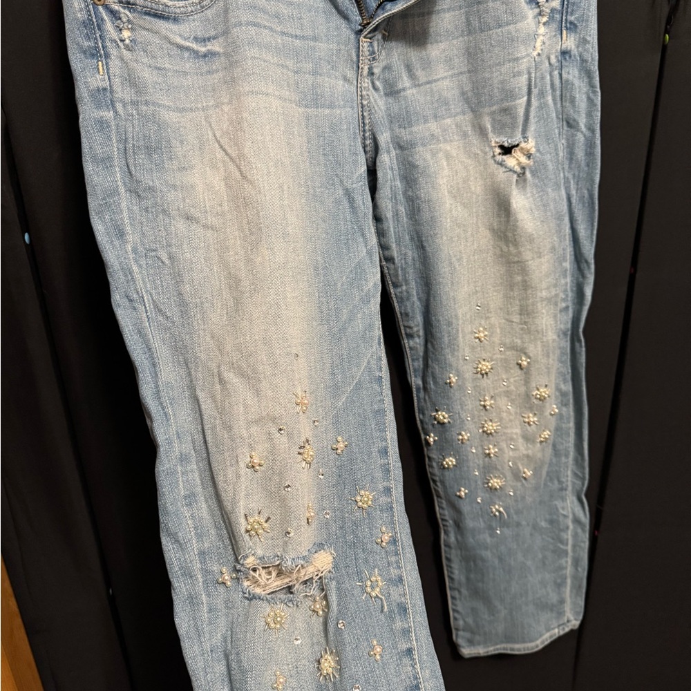 Abercrombie & Fitch Boyfriend Jeans with Bead & Pearl accents - Picture 4 of 9